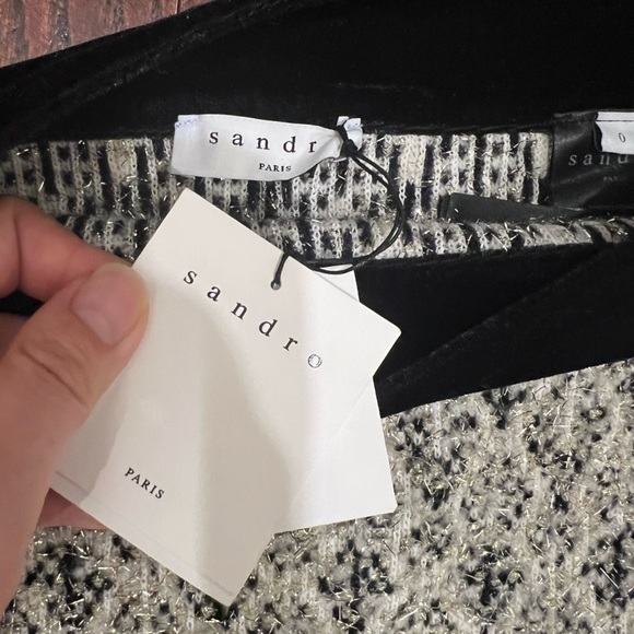 BNWT Sandro Velvet Trimmed Metallic Jacquard Skirt - Picture 13 of 13